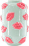 Housevitamin Vaas - Bloemenvaas Lippen - Keramiek - Mintgroen/Fluor Roze - 17x17x27cm - Design - Eyecatcher