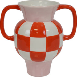 Housevitamin Vaas-Jug Keramiek Oranje/Roze 22x14,5x22,5cm - Uniek Design - Trendy Home Decor - Limited Edition.