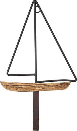 Hout metalen bootje handdoekhaak - BATELA