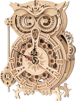 Houten 3D puzzel voor volwassenen | Uil klok | Mechanisch | Vrije tijd | Educatief | Ontspanning | Tot rust komen | Robotime | Model bouwpakket | Uilenklok