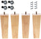 Houten bankpoten, 4 stuks, 15 cm, vervangende meubelpoten met montageplaten en schroeven, voor sofa, bed, kast, bank, poef