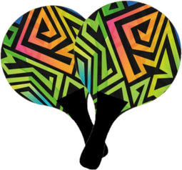 Houten beachball set graffiti print - Rackets/batjes en bal - Tennis ballenspel