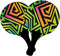 Houten beachball set graffiti print - Rackets/batjes en bal - Tennis ballenspel