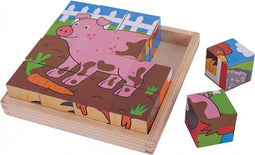 Houten Blokpuzzel Boerderijdieren Afmeting artikel: 18 x 18 x 4 cm