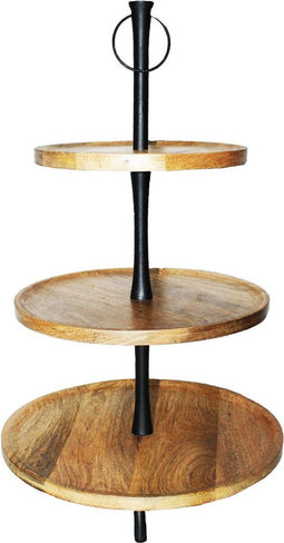 Houten etagere - 36x36x60 - Naturel - Mangohout/aluminium