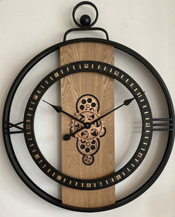 Houten klok - Wandlkok modern - wandklok industrieel