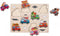 Houten knopjes/noppen speelgoed puzzel foodtruck thema 30 x 22 cm - Educatief speelgoed voor kinderen