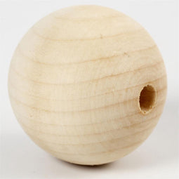 Houten kraal, d: 50 mm, gatgrootte 8 mm, 4 stuks, grasboom