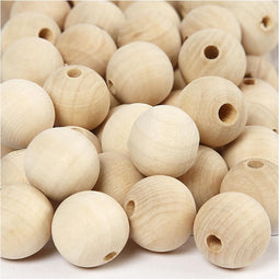 Houten kralen, d: 20 mm, kleuren assorti, 200 stuks