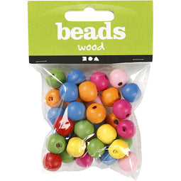 Creativ Company Houten kralen mix 12mm, 40st.