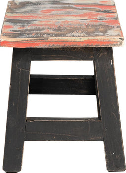 Houten Krukje - Mixkleur Zwart