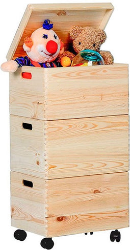 Houten opbergcombinatie Maxine met wieltjes