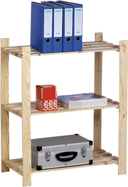 Houten opbergrek enkel 15kg 3 legplanken - breed