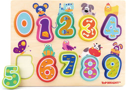 Houten Puzzel Dieren en Cijfers, 10st.