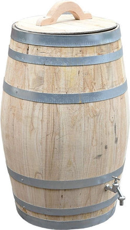 Houten Regenton - 100 Liter Kastanje + Chromen kraan / Handvat