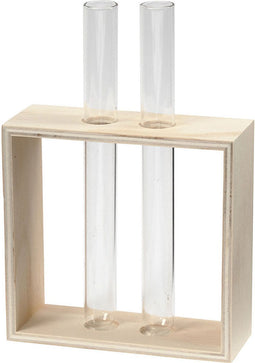 Houten Rek met Reageerbuizen, 3dlg.