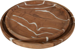 Houten schalen Cream (2-delig)
