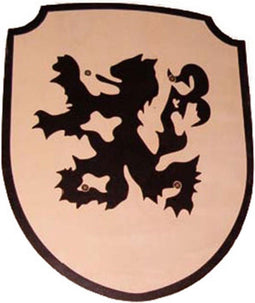 Houten Schild hout Leeuw draak met Stoffen Handvat