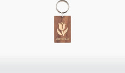 Houten Sleutelhanger - Tulp - Walnoot & Esdoorn
