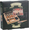 Houten Spellendoos 4 in 1 met schaken - backgammon - domino - mikado - 17x17cm - reiseditie