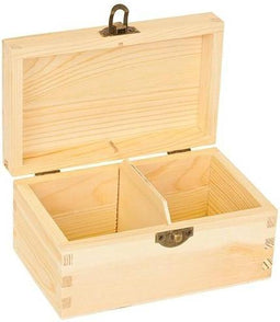 Houten theekist 2-vaks 14,5cm x 9cm x 7cm pine