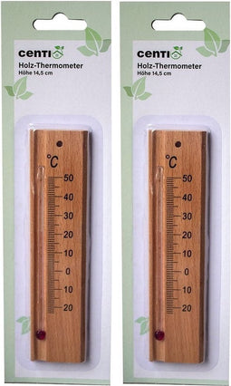 Houten Thermometer voor binnen of buiten set van 2 stuks