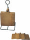 Houten vierkanten onderzetters op metalen houder 10.5 x 10.5 cm