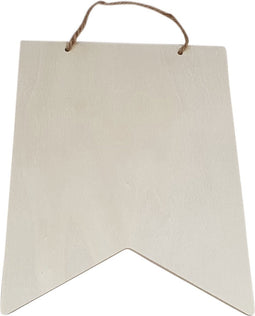 Houten Vlag Rechthoek met Hanger, 25,3x20,3cm