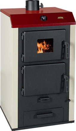 Houtkachel - 57x51x96cm - 21kW - rood beige zwart