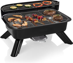 Houtskool BBQ en Elektrische Barbecue - Princess 112252 Hybride Barbecue – Tafelmodel - 2000W - 44x 29cm - Gebruik elektrisch of met kolen - Geschikt voor gebruik op balkon - bbq accesoires