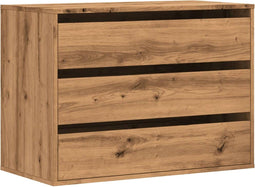 vidaXL - Ladekast - 80x41x58 - cm - bewerkt - hout - artisanaal - eikenkleurig