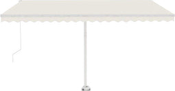 vidaXL - Luifel - vrijstaand - handmatig - uittrekbaar - 400x350 - cm - crèmekleurig