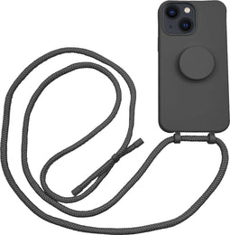 Høyde - Geschikt voor iPhone 13 - Telefoonhoes met koord + Socket houder - Zwart