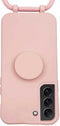 Høyde - Geschikt voor Samsung Galaxy S22 Plus / S22+ - Telefoonhoes met koord + Socket houder - Roze