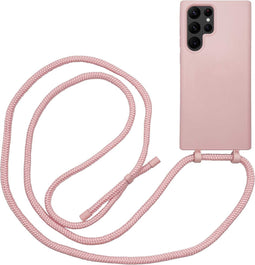 Høyde - Geschikt voor Samsung Galaxy S22 Ultra - Telefoonhoes met koord - Roze