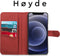 Høyde - Vegan lederen bookcase hoes - 100% Biologisch Afbreekbaar - Geschikt voor iPhone 12 Pro Max - Rood