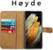 Høyde - Vegan lederen bookcase hoes - 100% Biologisch Afbreekbaar - Geschikt voor Samsung Galaxy S21 Ultra - Cognac