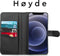 Høyde - Vegan lederen bookcase hoes - 100% Biologisch Afbreekbaar - Geschikt voor iPhone 12 / 12 Pro - Zwart