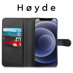Høyde Vegan leren bookcase hoes 100% Biologisch Afbreekbaar iPhone 12 Mini - Zwart