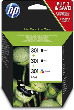 HP 301 - Inktcartridge / Zwart / Kleur / 3-Pack