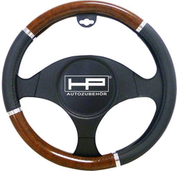HP Autozubehör Stuurwielhoes (Ø x h) 39 cm x 4 cm Polyurethaan (PU) 3-kleurig, Zwart, Hout, Aluminium 37 - 39 cm