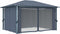 vidaXL - Prieel - met - gordijn - LED-lichtslinger - 4x3 - m - aluminium - antraciet