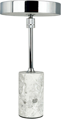 Dyberg Larsen Starlight - LED oplaadbare tafellamp - Dimbaar met marmeren voet - Chroom/grijs marmer