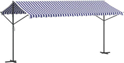 vidaXL - Luifel - vrijstaand - 500x300 - cm - stof - en - staal - blauw - en - wit