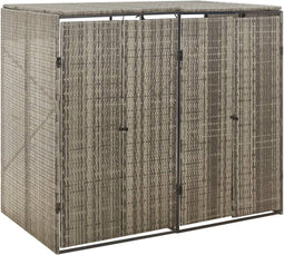 vidaXL - Containerberging - dubbel - 140x80x117 - cm - poly - rattan - grijs