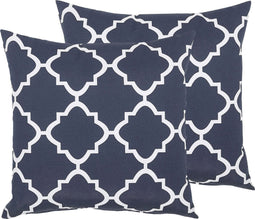Beliani Gartenkissen mit Muster - Tuinkussen set van 2 - Blauw - Kunststof