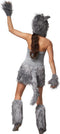 dressforfun - Hete wolfsdame XXL - verkleedkostuum met wolfstaart en hoed - grijs