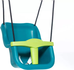 Kunststof Babyzitje Luxe Turquoise/Limegroen - Zwart Gevlochten Touw