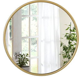 Woltu Ronde Wandspiegel 60x60 cm - Gouden Metalen Frame - Moderne Interieur Spiegel