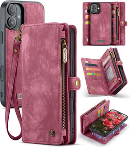 Caseme Geschikt voor iPhone 16 Plus hoesje - Vintage 2 in 1 portemonnee - Rood